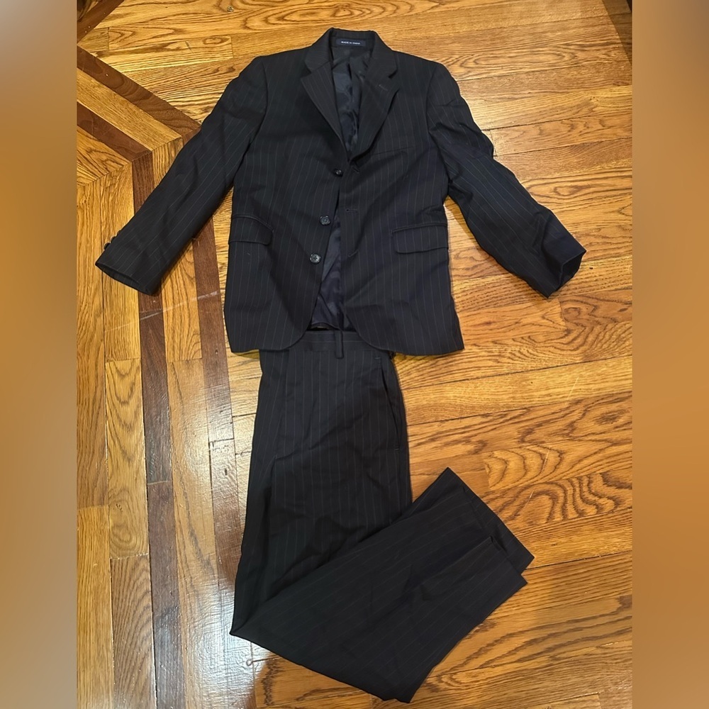 Joseph Abbound Black Pinstripe Suit Set Size 10R and 8R